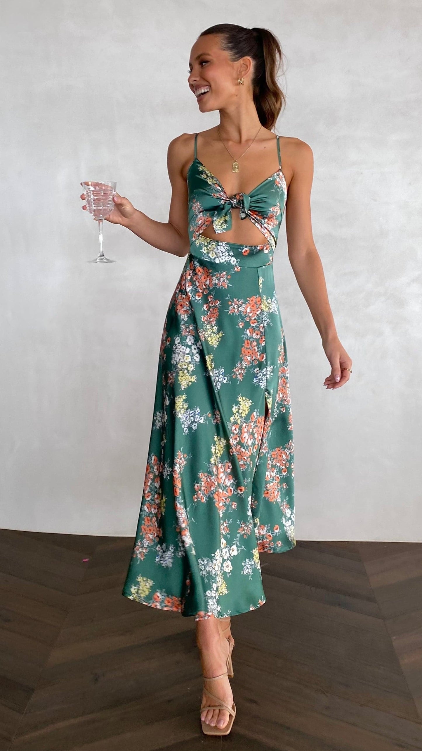 Robe midi Dreamers - Vert Floral