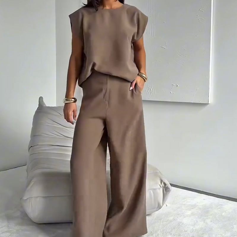 Ensemble de 2 pièces : t-shirt et pantalon large pour femme