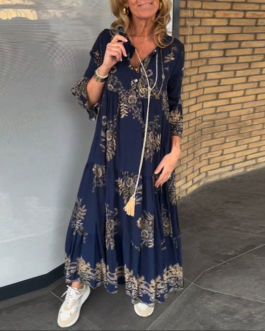 Robe Vintage ample à col en V