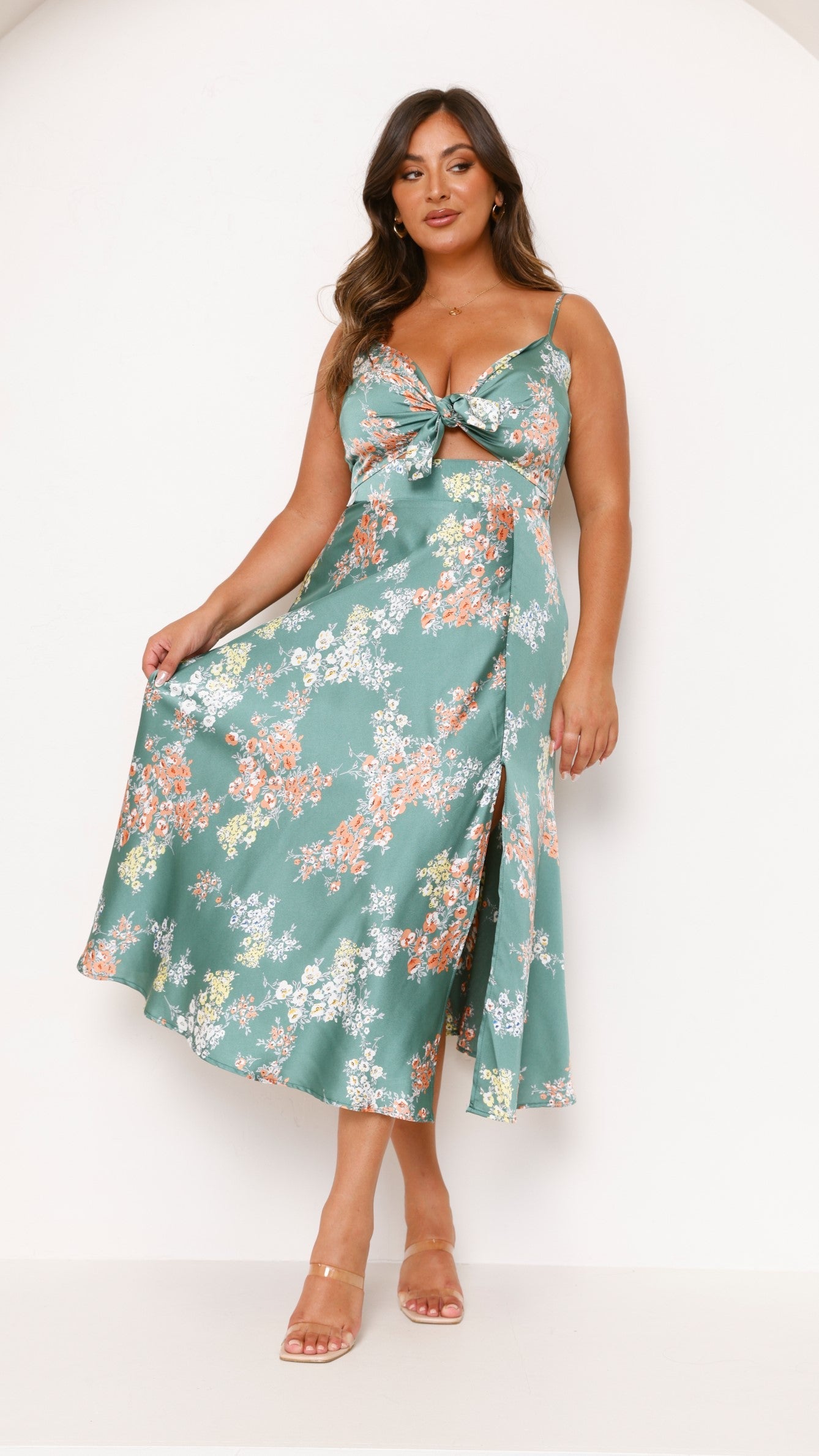 Robe midi Dreamers - Vert Floral