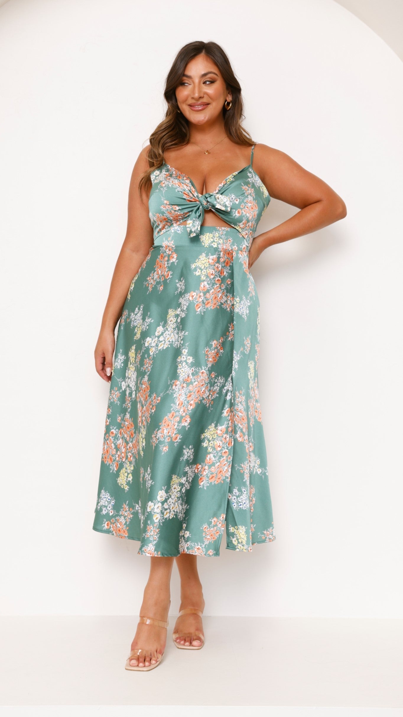 Robe midi Dreamers - Vert Floral