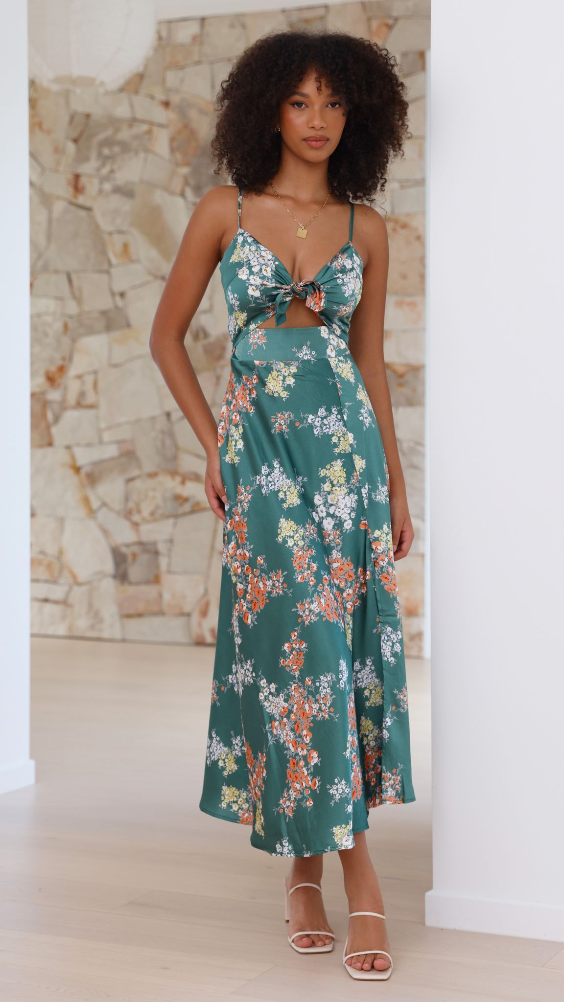 Robe midi Dreamers - Vert Floral