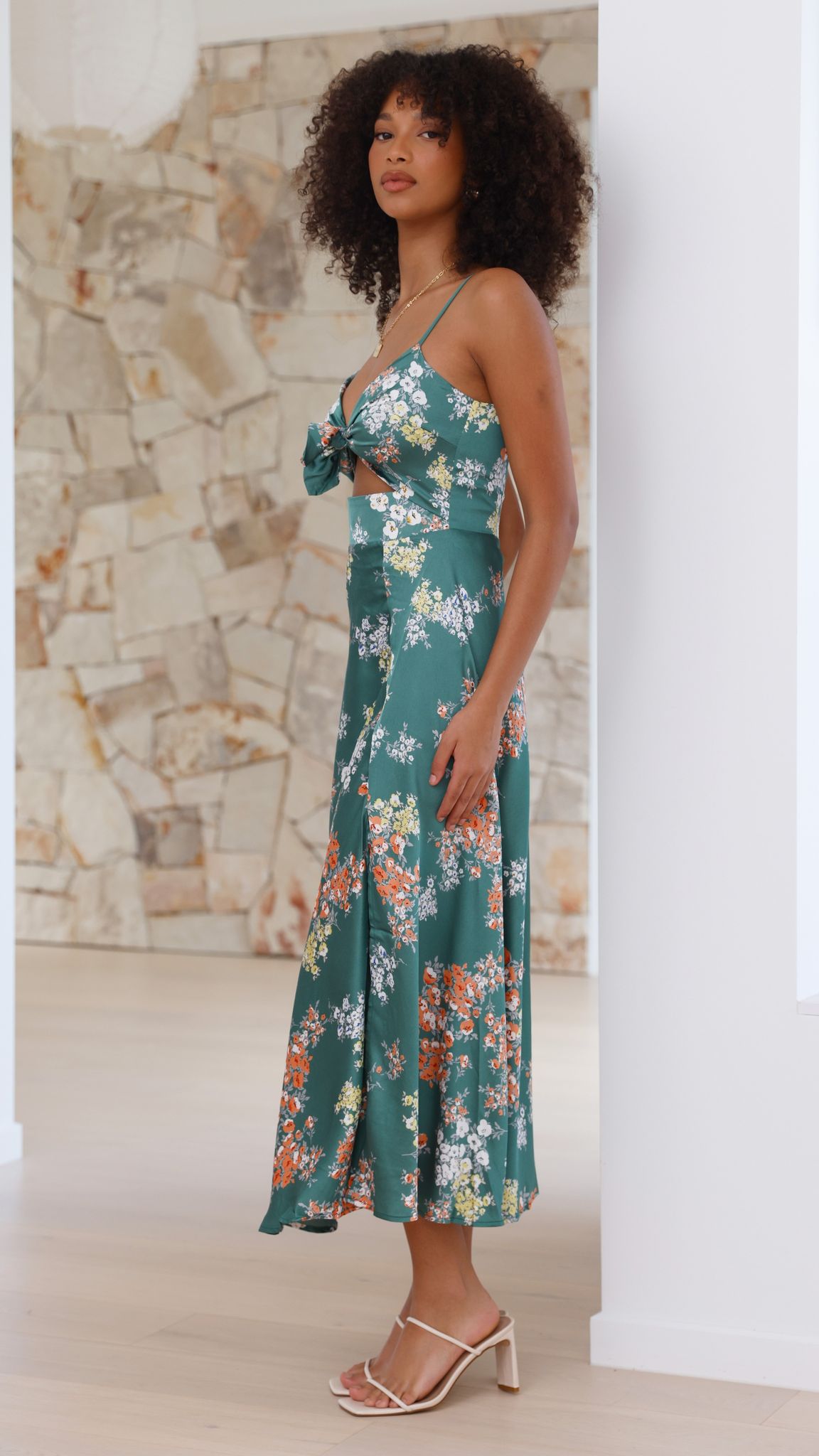 Robe midi Dreamers - Vert Floral