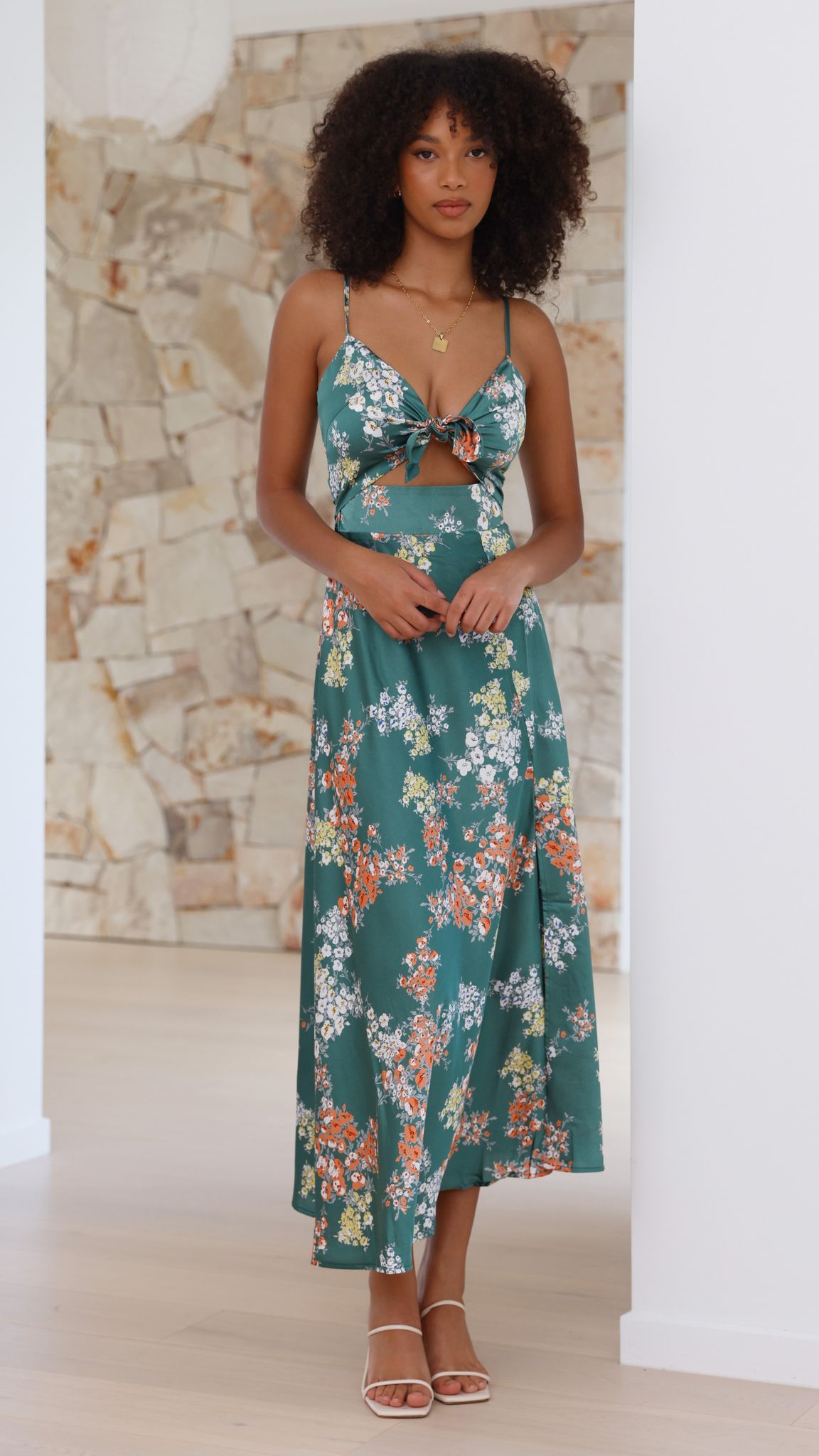 Robe midi Dreamers - Vert Floral