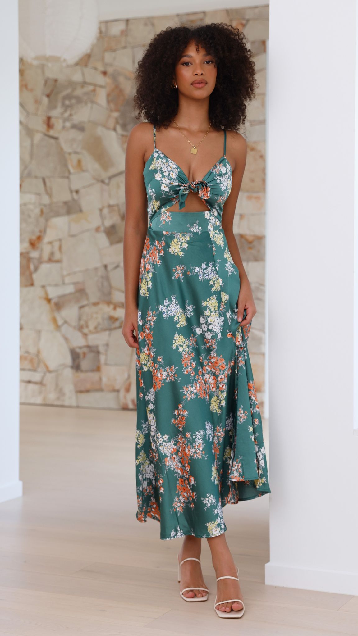 Robe midi Dreamers - Vert Floral