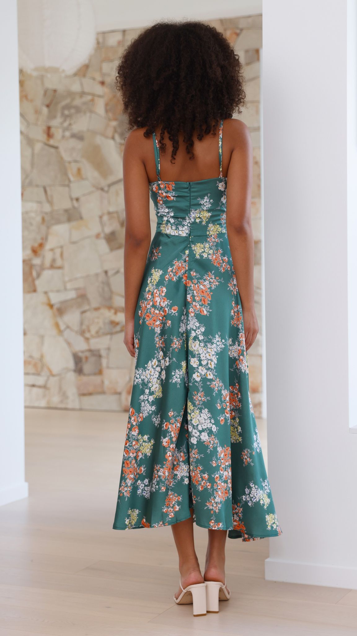 Robe midi Dreamers - Vert Floral