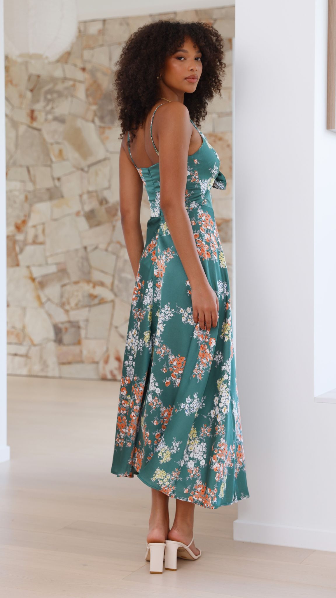 Robe midi Dreamers - Vert Floral