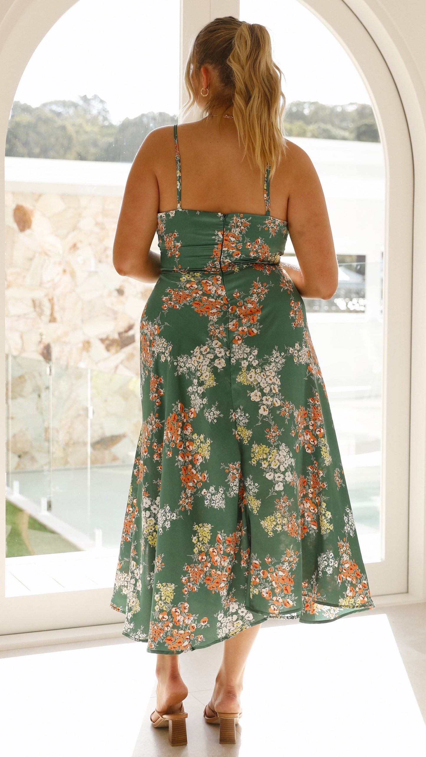 Robe midi Dreamers - Vert Floral