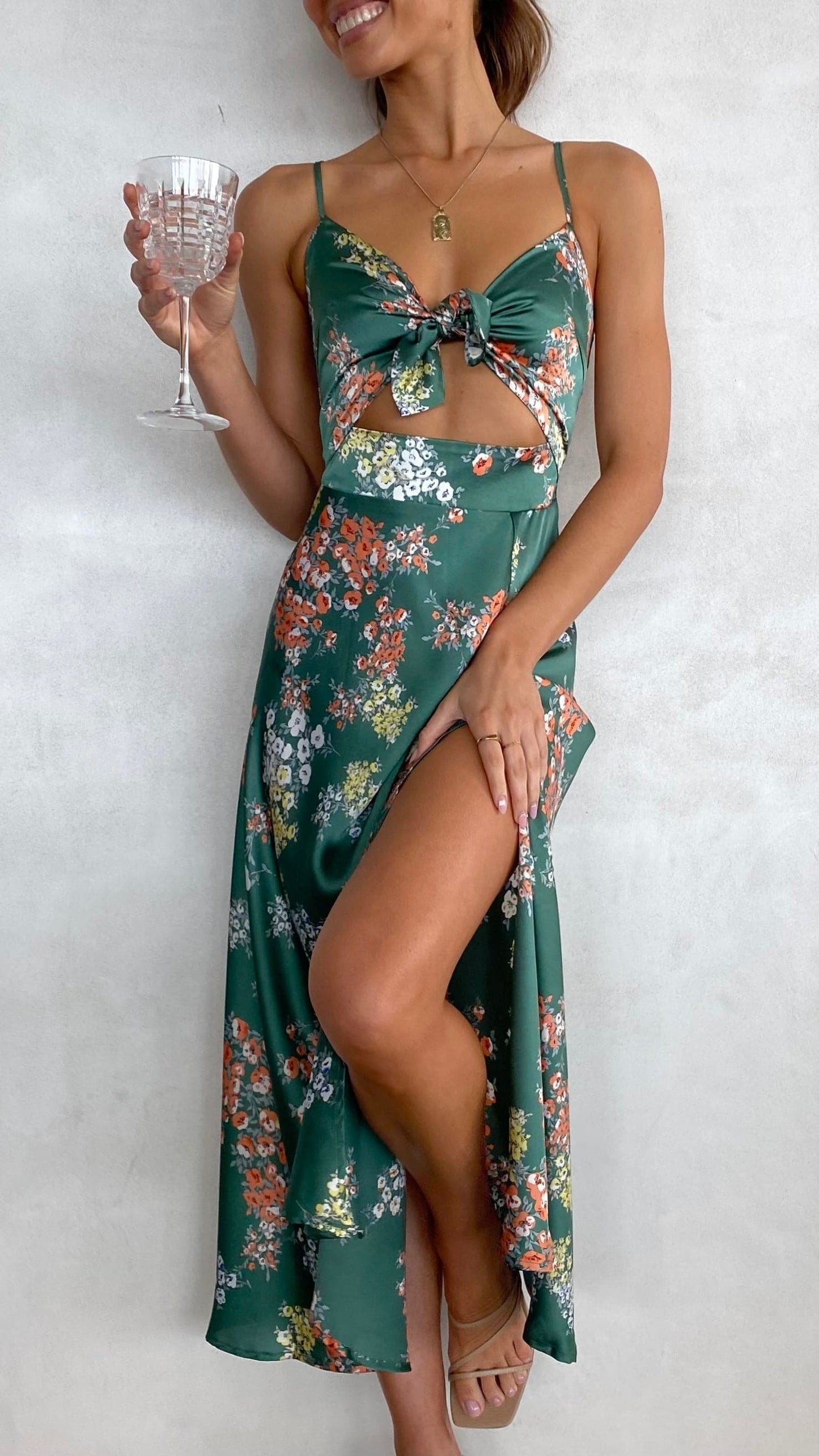 Robe midi Dreamers - Vert Floral