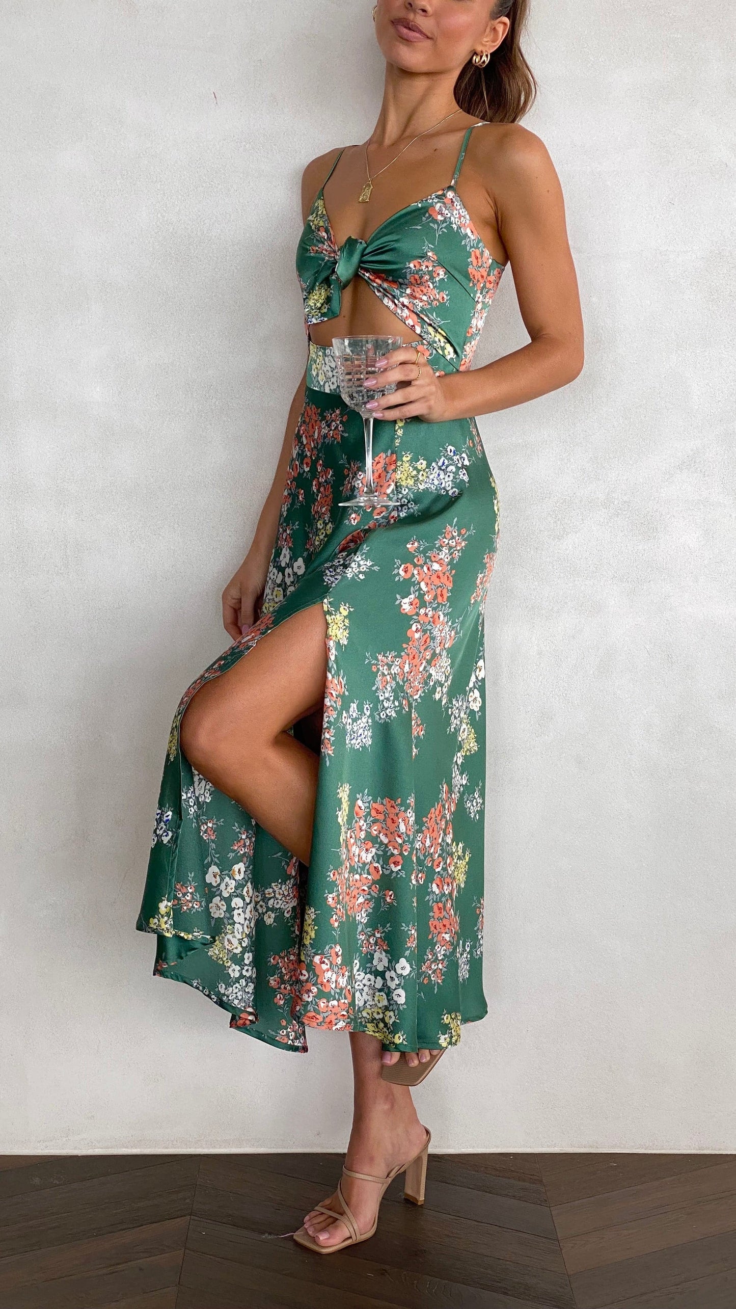 Robe midi Dreamers - Vert Floral