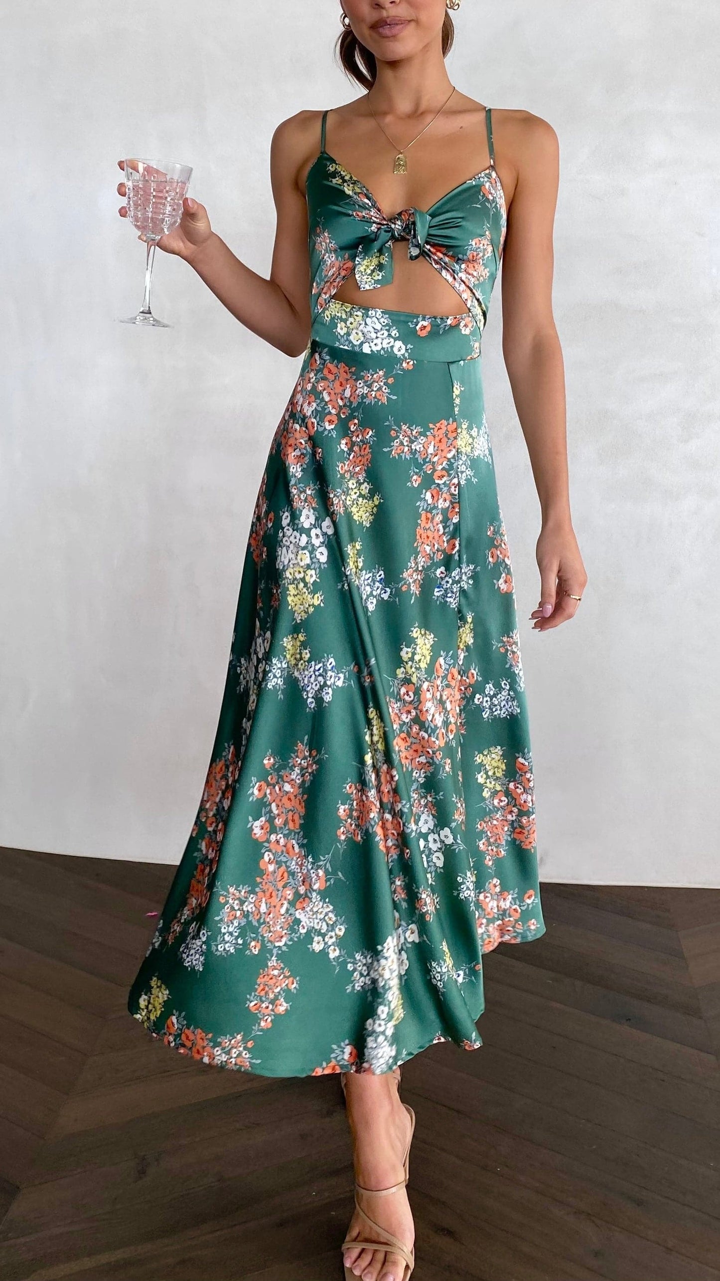 Robe midi Dreamers - Vert Floral