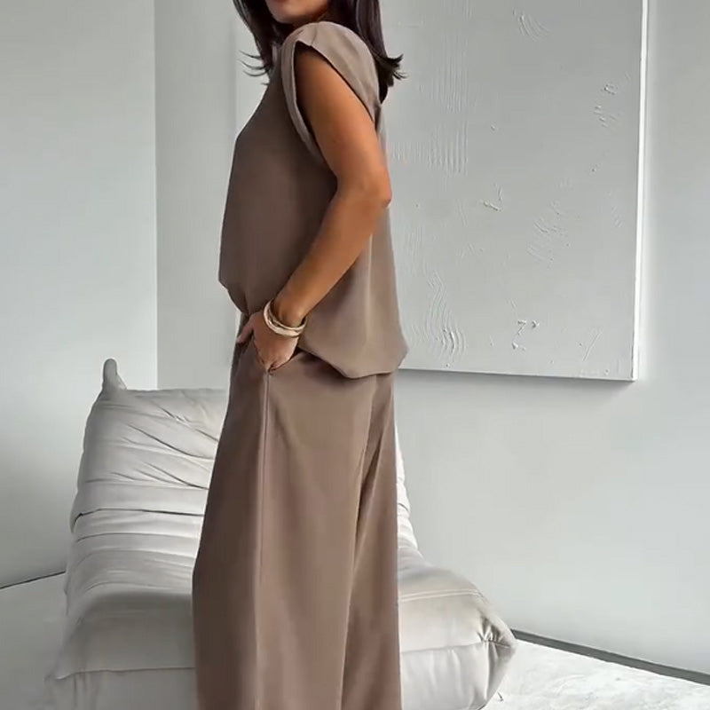 Ensemble de 2 pièces : t-shirt et pantalon large pour femme
